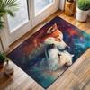 1PC Two wolves nuzzling in starry cosmos Print Carpet for Living Room Bedroom Sofa Home Decor Rus Non-slip Floor Mat Luxury Gift