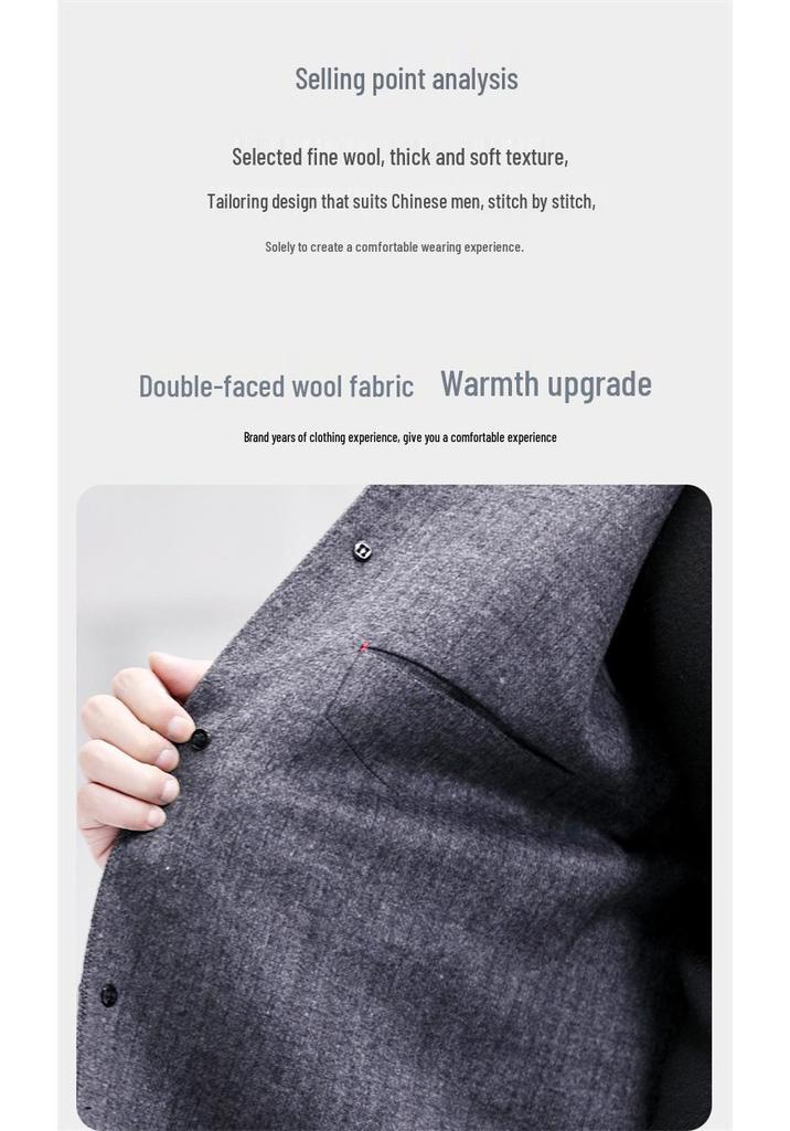 2026 Men's Double-Sided Woolen Coat: Winter Stand Collar Fashion Cashmere Jacket for Middle-Aged