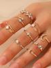 S Retro Fashion Sweet Shining Water Diamond Stackable Men'S And Women'S Ring Set, Suitable For Men'S And Women'S Fashion Part