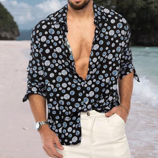 

Мужская рубашка с длинными рукавами, свободный дышащий кардиган, тонкий мягкий однобортный принт с принтом, винтажные осенние топы, повседневная одежда