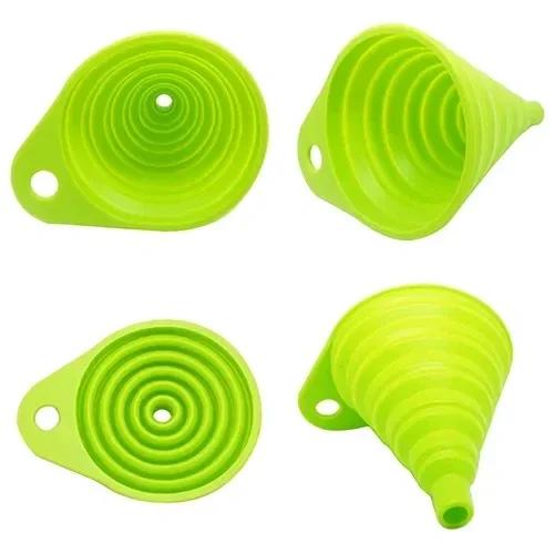 1/4PCS Silicone Collapsible Funnel Foldable Kitchen Long Neck Dispense Gadget Tool Filter Sorter Small Water Bottle Liquid Oil