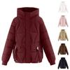 Women's Solid Color Fashionable Thick Warm Temperament Cotton Jacket Hooded Long Sleeved Jacket