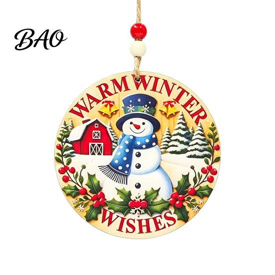 Rustic Xmas Tree Pendants Christmas Wooden Hanging Sign with Hemp Rope, Holiday Wall Decor Indoor for Home Party Decoration, Solid Wood Festive