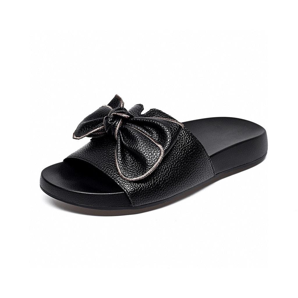 Slippers women's outer wear summer new open-toe one-word drag bow flat-bottomed lazy drag comfortable sandals