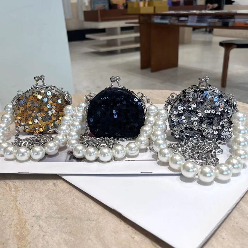 Acrylic Mini Box Bag With Chain Strap And Sequin Embellishments For Casual Travel