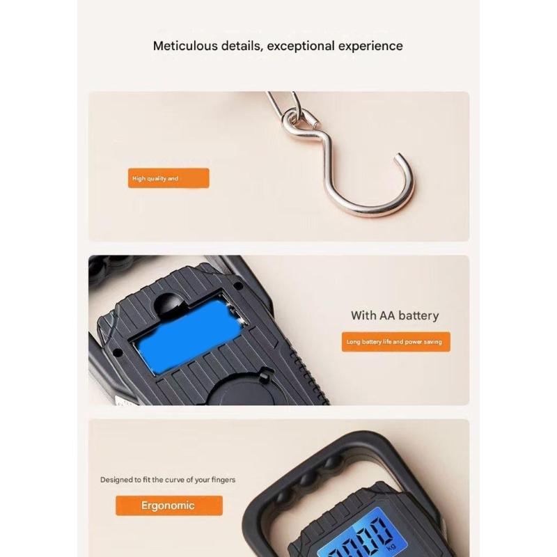Small LCD Hand Hook Scale with 50Kg Weight Capacity Upgrades Perfect for Suitcases Fishing Market Quick Measurement
