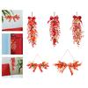Traditional Chinese Red Berries Pendant Reusable Wall Fireplace Hanging Ornament for Living Room Farmhouse Wedding Dorm Holidays