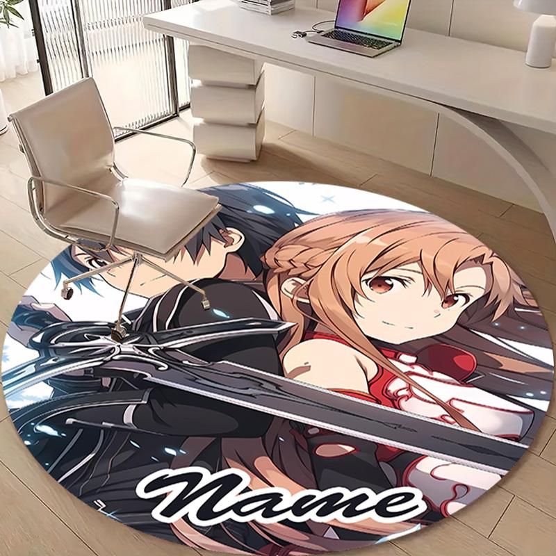 Personalized S-Sword Art Online Round Chair Office Rug - Perfect for Mat, Office Chair & More - Ideal Gift for Birthdays and Holidays