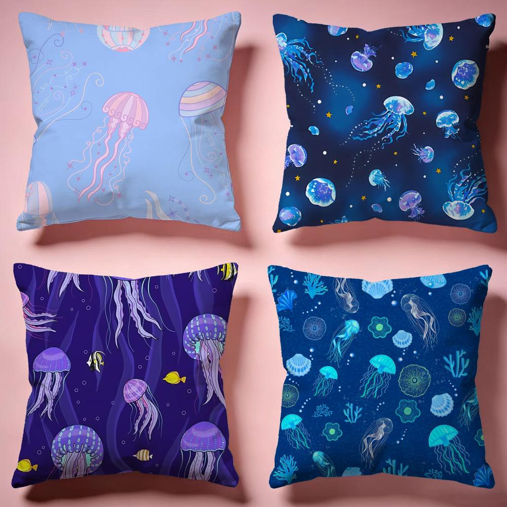 Dreamy Glowing Jellyfish Cushion Cover Comfortable Durable Pillow Cover MultiScene for Home Office Car Sofa