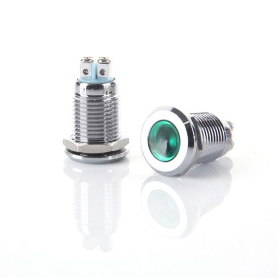 1 stk 12 mm 6/12/24/220V minisignaler Strømforsyning LED metallindikatorlampe