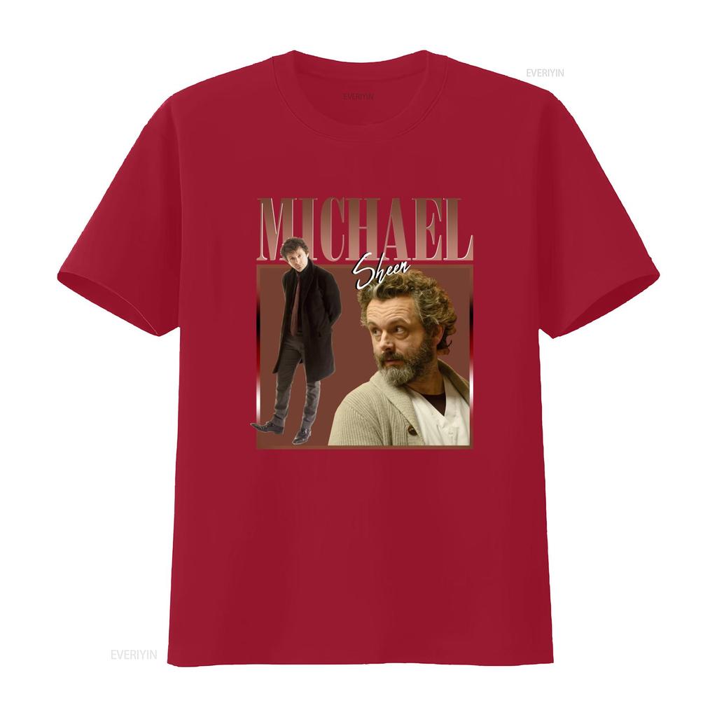 Michael Sheen Good Omens Vintage Stil Retro T-Shirt Hommage vintage Gewaschen Lässig Bequem Unisex Weich Stilvoll Leicht