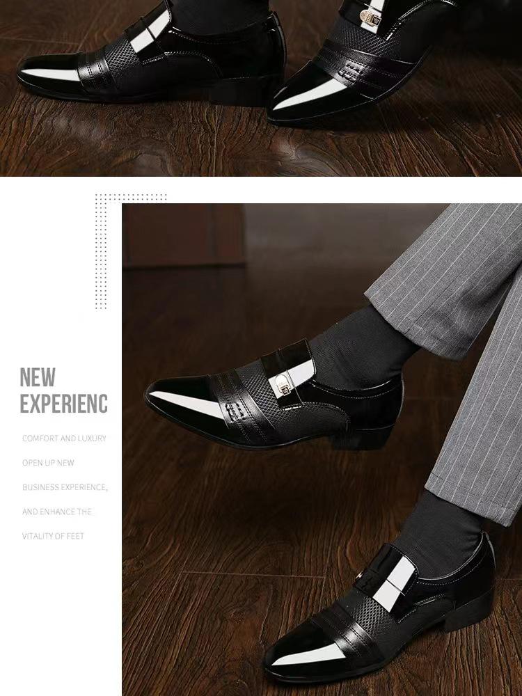 Men's Plus Size Formal Leather Shoes - Korean & British Style in Black