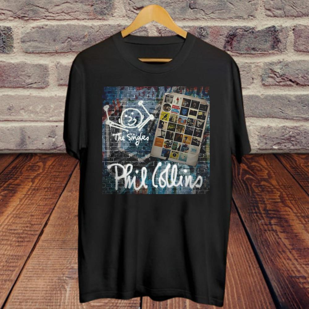 Phil Collins The Singles Album Black Cotton T Shirt Full Size S-5XL Unisex T-Shirt XXXL