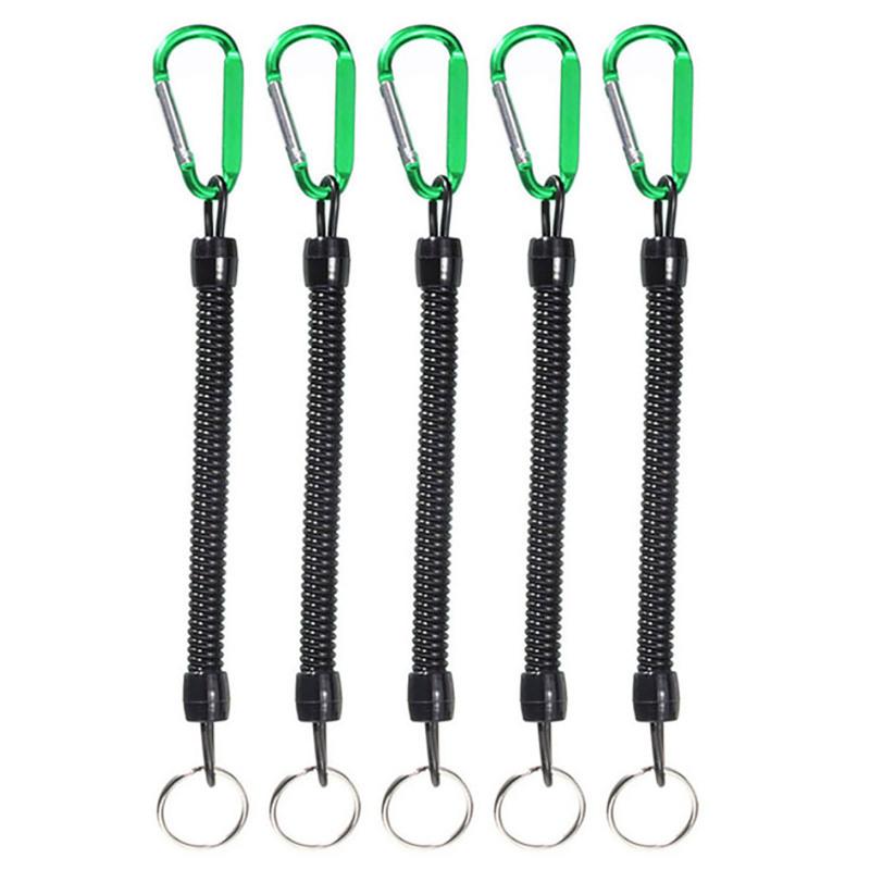 5pcs Outdoor Anti-lost Keychain Rope Fishing Rod Protective Lanyard Telescopic Anti-lost Key Ring
