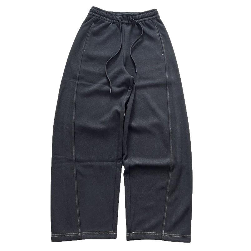 Women's Slimming Lazy Style Drawstring Elastic Waist Loose Leg Casual Pants with Pockets - New Spring Arrival In Black and Dark Blue.