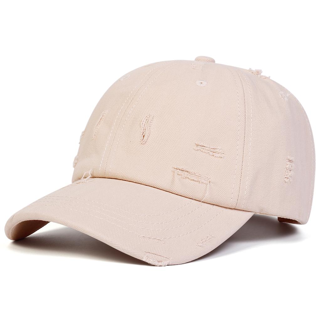 Men Solid Color Vintage Holes Wash Baseball Cap Outdoor Adjustable Sunscreen Leisure Hat Spring Autumn Travel Tourism Beach Vacation