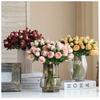 1Pc Multicolor Plastic 6-Stem Retro Burnt Edge Roses, Suitable for Wedding Party Decoration Home Decoration Potted Ornaments
