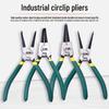 7-Inch Multifunctional Snap Ring Pliers for Internal/External Use: Yellow Handle - Ideal for Small Retaining Rings with Straight Jaw Design