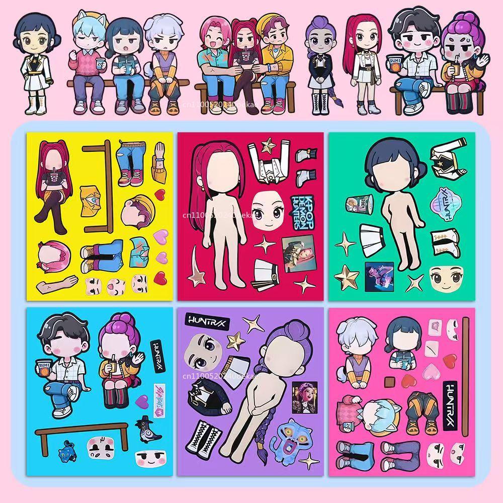 6Pcs/set Anime KPop Demon Hunters Stickers Demon Hunters Tiger DIY Scrapbooking Phone Luggage Skateboard Waterproof
