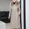 Middelbare leeftijd Vrouw Winter Faux Schapenvacht Jassen Capuchon Bontkraag Elegant Dik Warm Winter Lange Parka's Dames Leren Jas