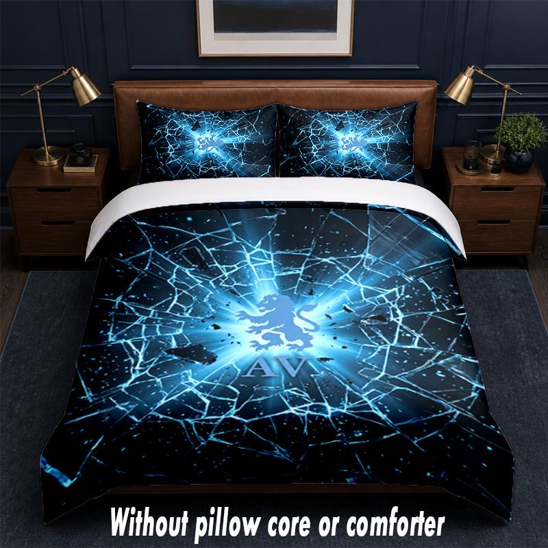 Aston Villa Football Design Bed Bedding Set 1 Duvet Cover + 2 Pillowcases Soft Breathable Household Bed Linens