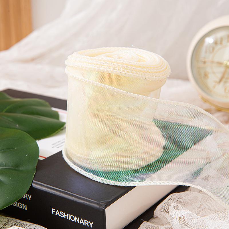 4cm x 10 Yards Iridescent Fishtail Yarn Ribbon, Polyester Lace Tulle for Floral Art & Baking.