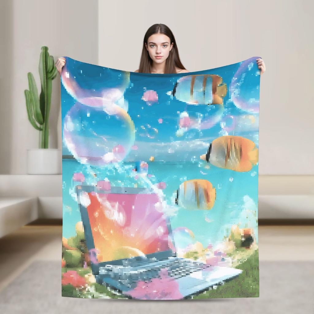 Frutiger Aero Blanket Quality Super Soft  Bedding Throws Autumn Decorative Living Room Novelty Bedspread