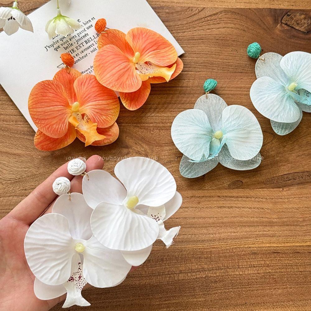 Simulated Flower Butterfly Orchid Earrings Beach Jewelry Flower Earrings  Women