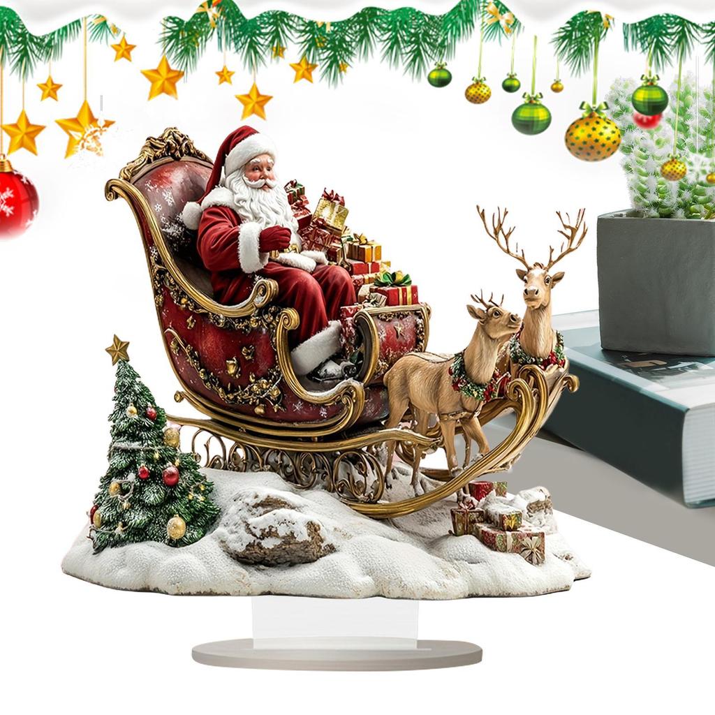 Santa Claus Sled 2D Acrylic Ornament Christmas Holiday Display Board Decoration 2025 Xmas Navidad Party Supplies
