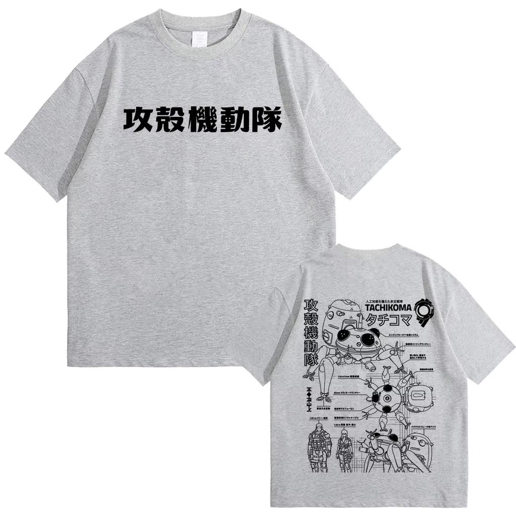 T-shirt Grafica Anatomia Tachikoma Ghost in The Shell Anime Uomo Donna Vintage Cartoon T-shirt Cotone Gotico T-shirt Oversize