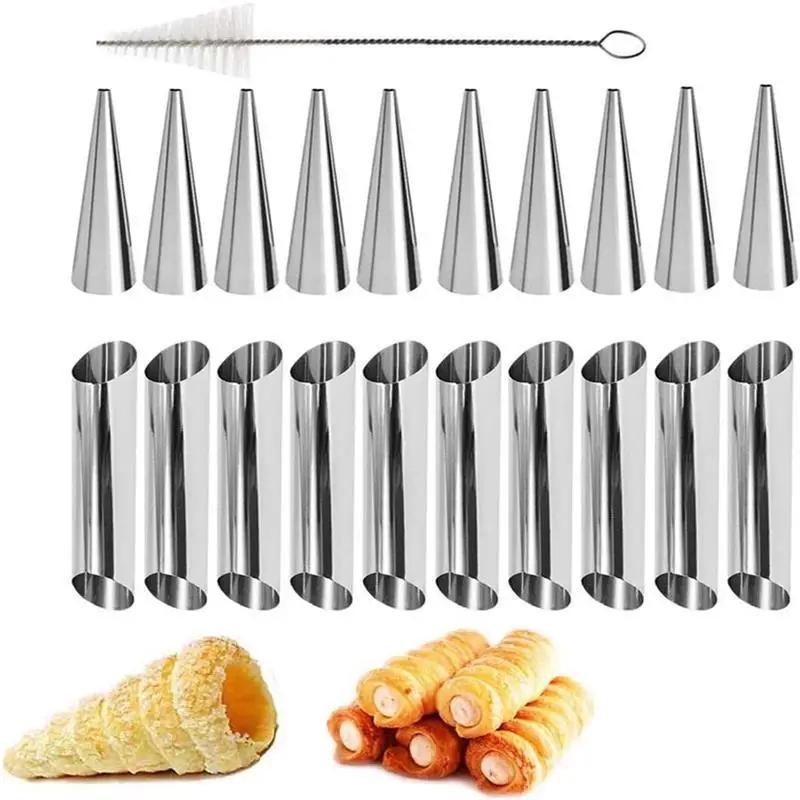 Non-stick Stainless Steel Baking Cones Danish Pastry Roll Forms Croissant Cream Horn Mold Cannoli Tubes