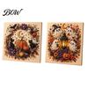 Autumn Atmosphere Wall Decor Halloween Faux Pearl Art DIY Kit, Spooky Cute 3D Beads Painting Crafts, Resin Bead Mosaic Gothic Ghost Pumpkin