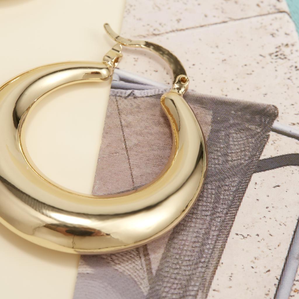 Golden Chunky Hoop Earrings for Women Bold Statement Everyday Jewelry Gift