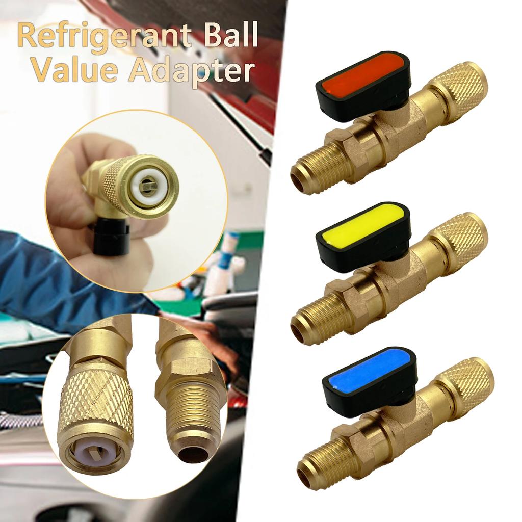 Air Conditioning Refrigerant Ball Valve 1/4" SAE Straight Shut-Off Valve for R134A R410A R22 R12 Charging Hoses AC Refrigerant