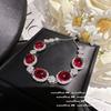 Julianne Pomegranate Egg-Shaped Gem Necklace, Antique, 18K Gold-Plated Foam Jade Pigeon Egg Zircon Bracelet