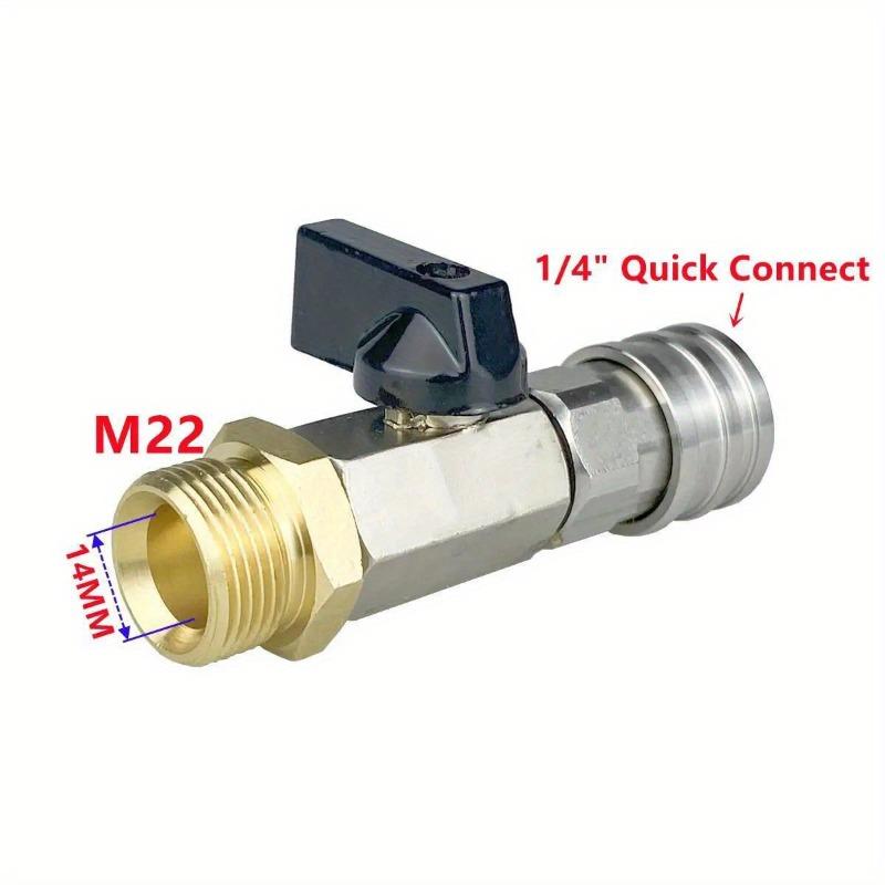 High Pressure Washer Ball Valve Kit 1/4" Quick Connector and M22 14mm for Power Washer Hose Switch On/off