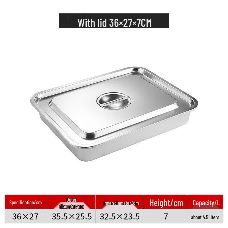 Ruhan Deep Stainless Steel Square Tray with Lid