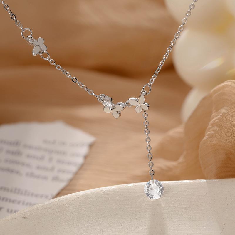 925 Silver Butterfly Flower Feet Chain Sparkling Zircon Tassel Feet Decoration Korean Edition Minimalist Jewelry