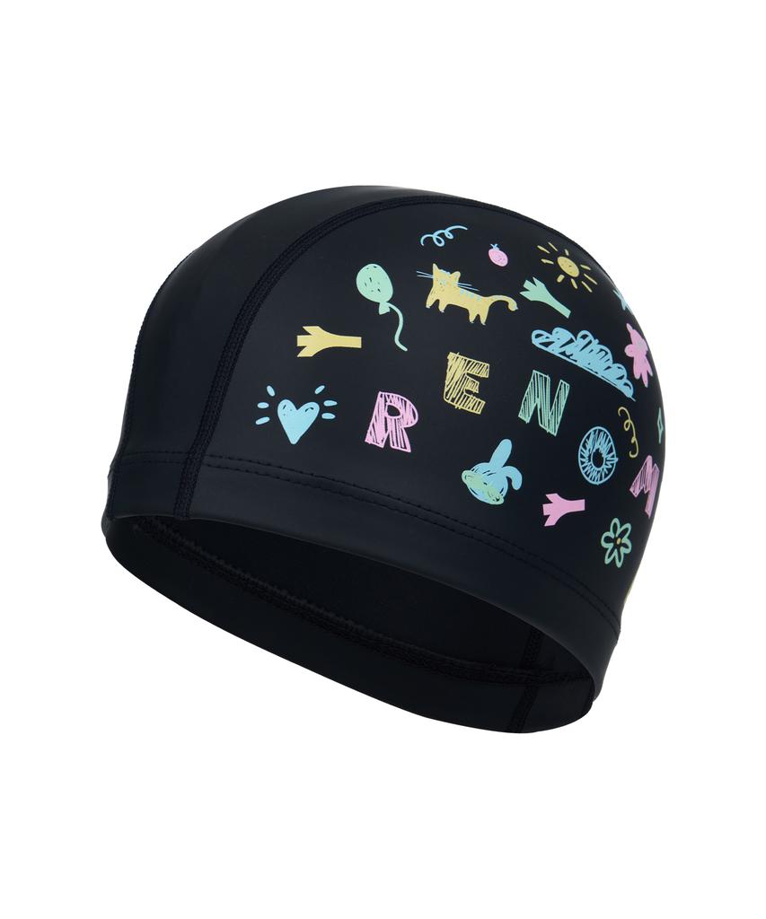 Lenomasuyeongbog Supplies Children'S Illustration Drawing Pu Swim Cap Black Ro-Rc2F754-Bk