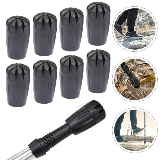 8Pcs Trekking Pole Tips Lightweight Universal Outdoor Hiking Backpacking Mountaineering Walking Stick Anti-Slip Rubber Cover Replacement