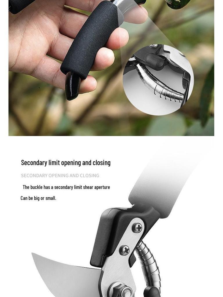 Heavy-Duty Stainless Steel Labor-Saving Pruning Shears for Garden and Bonsai, Multi-Functional Power Shears for Thick Branches