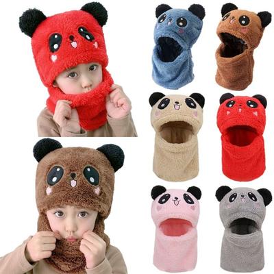 Embroidered Fleece Hat Plush Neck Gaiter Set Fashionable Children's Hats Boys and Girls