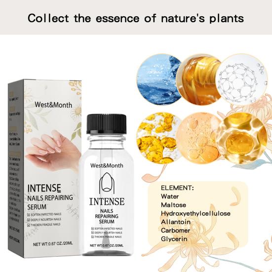 20ML Nail Repair Serum Mild Natural Ingredients Strengthen Nourish Cracked Brittle Nails Intense Nail Strengthening Serum