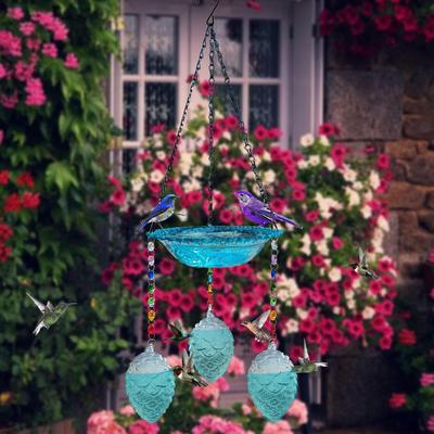 Bird Feeder Hanging Bath Food Dispenser Ornament Decor Garden Birdbath Birdfeeder for Backyard