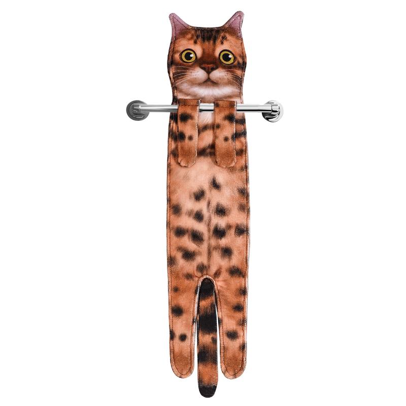 

Забавные кошачьи полотенца для рук для кухни, ванной комнаты - Милое украшение, подвесные полотенца, супервпитывающие, мягкие - Подарки на новоселье, день рождения, День матери леопардовый