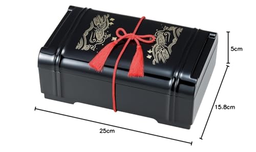 Yamashita Craft [A] Tamatebako Serving Box, Black with Gold Interior, Wave Pattern (String Sold Separately) 729-20-936