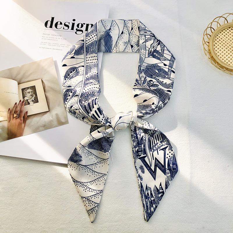 26 Letter Print Long Scarf Silk Small Scarf Narrow Ribbon Headband Handle Bag Band Bandana Hair Tie Hair Head Neck Neckerchief