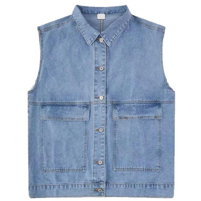 Spring and Autumn Large Size Denim Vest Women's Sleeveless Top Loose BF Versatile Jacket Korean Student Waistcoat Traf