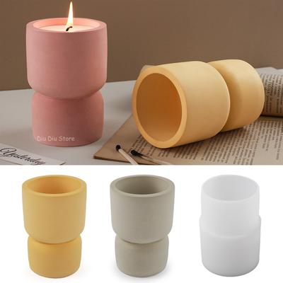 Cylindrical Candle Cup Silicone Mold DIY Incense Ashes Catcher Craft Making Plaster Concrete Resin Vase Casting Molds Home Decor