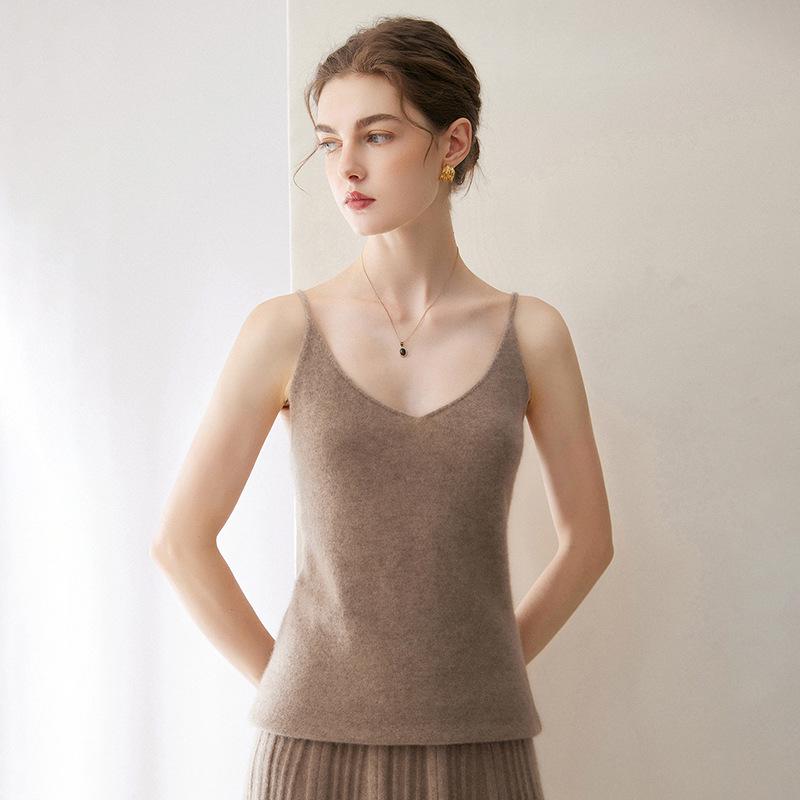 Women's Cashmere V-Neck Sweater Vest - Autumn/Winter Style